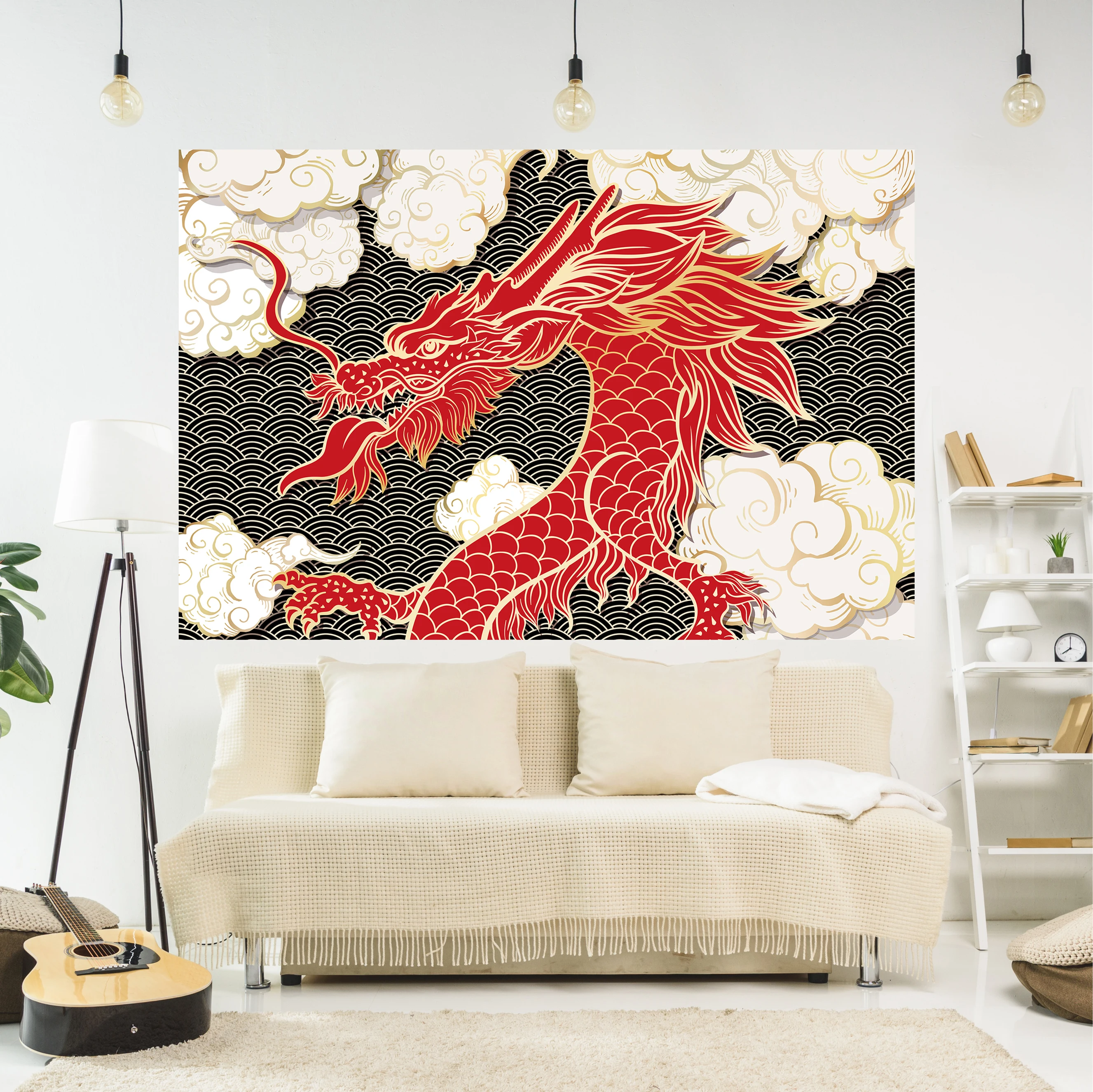 Vintage Room Decor Tapestry Chinese Dragon Totem Printed Wall Hanging Carpets Bedroom Or Home For Decoration