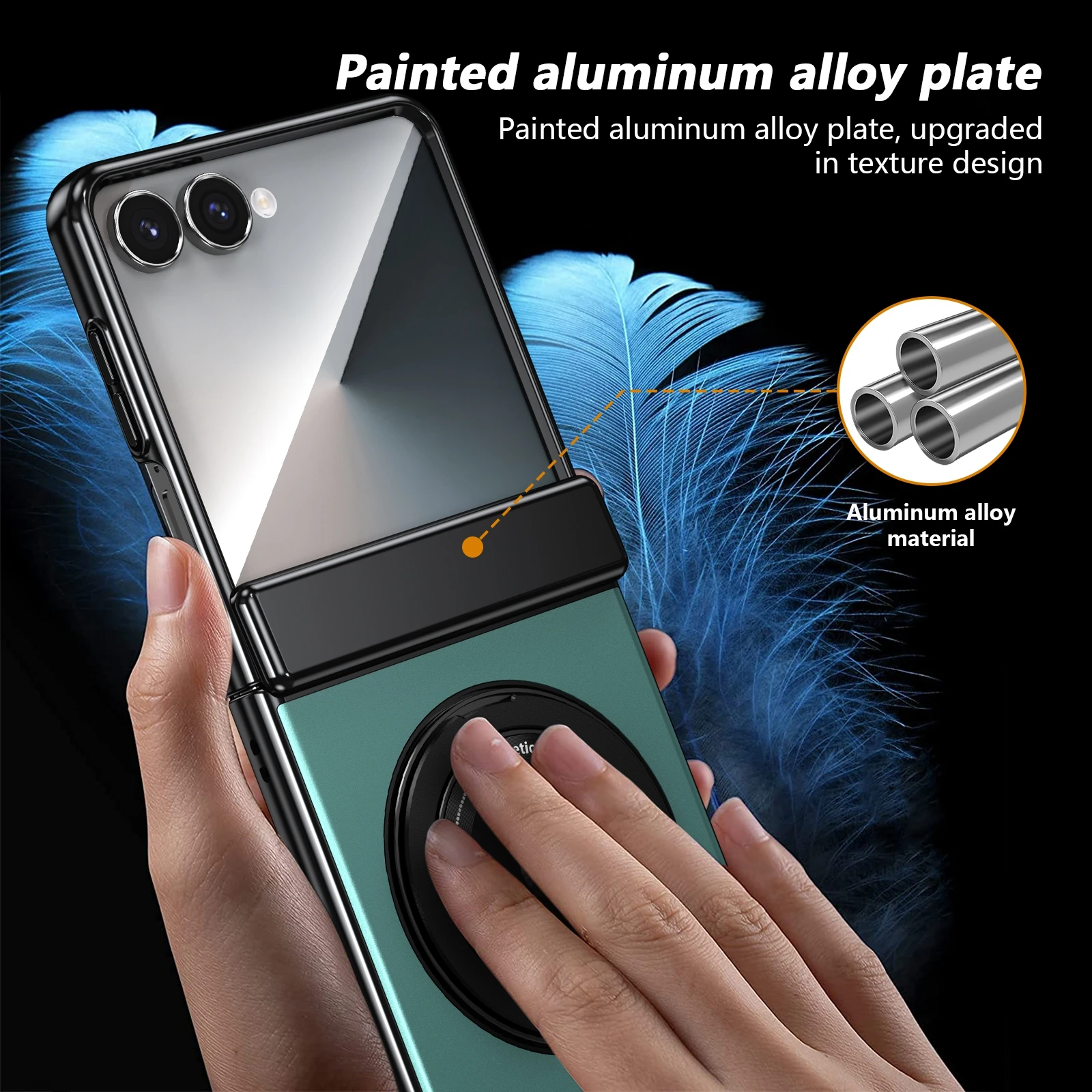 

Ultra Luxury 360 Rotating Holder Magnetic Phone Case For Samsung Galaxy Z Flip 7 6 5 4 3 Ring Hinge Steel film Protection Cover