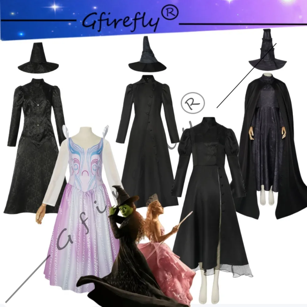 

Wicked Cosplay Costume Glinda Elphaba Clothes Gotic Movie Party Role-playing Witches cosplay clothing full set hat 2024New magic