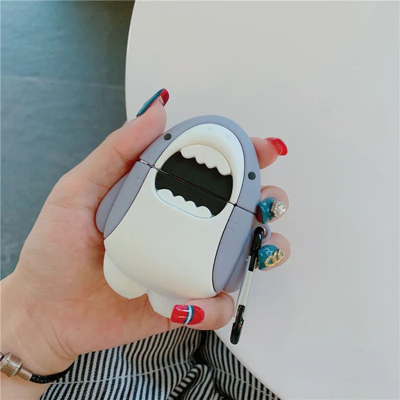 Cute Shark Bluetooth headset protective case airpods3 generation for Apple 1/2 generation thickened anti-drop silicone material