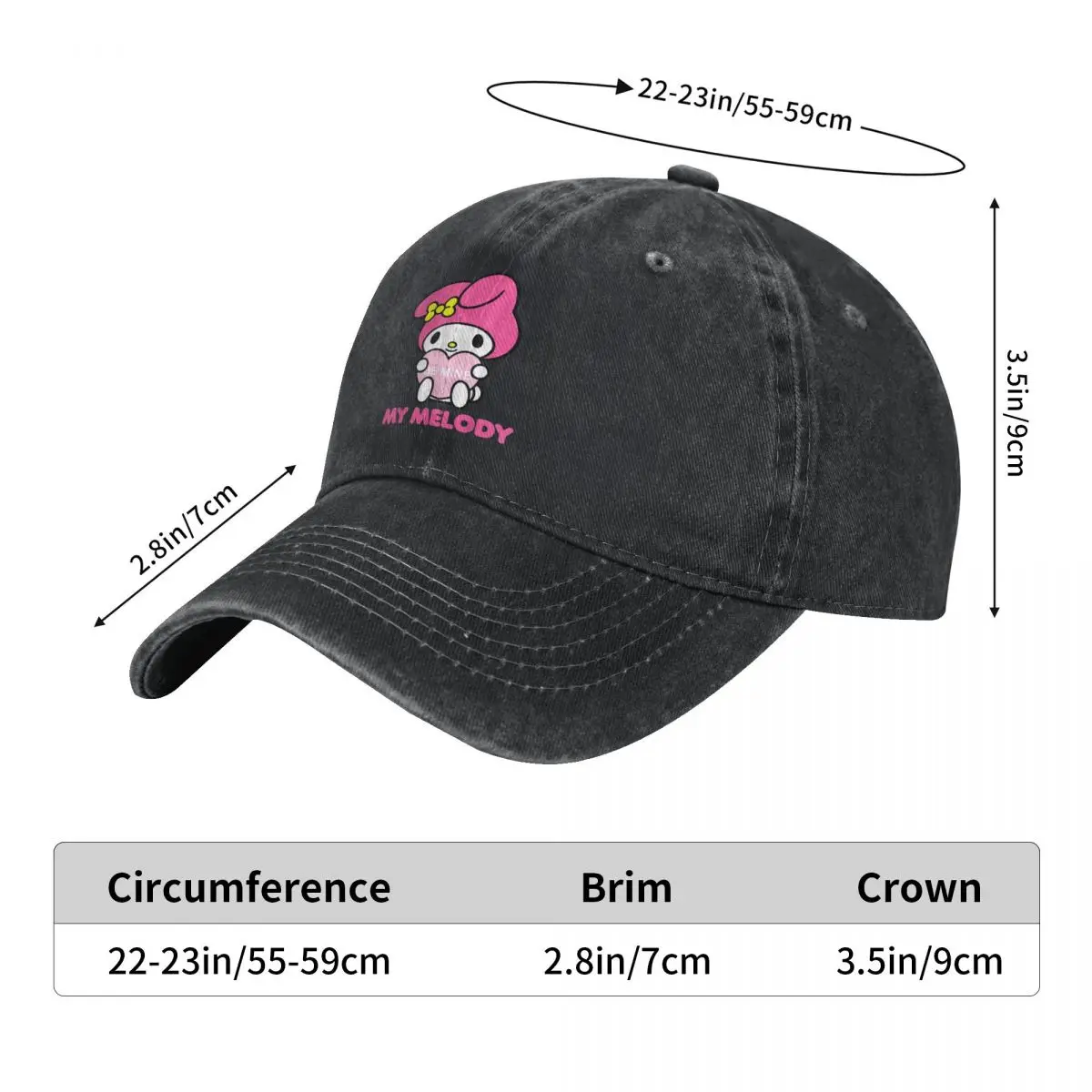 My Melody Casual Baseball Cap Summer Be Mine Valentine Trucker Hat Wholesale Hip Hop Hats Unisex-Teens Trendy Baseball Caps