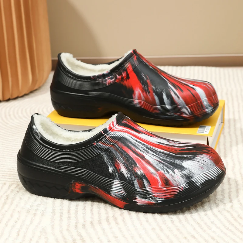 Yrzl chinelos de inverno para homens, sapatos térmicos quentes para casa com sola de borracha antiderrapante, chinelos masculinos confortáveis e felpudos para ambientes internos e externos