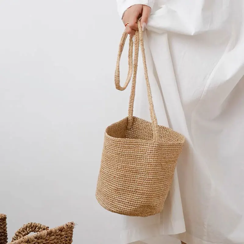 Natural Raffia Grass Summer Vacation Mini Bag For Women Korean Fashion Shoulder Bag Ladies Shoulder Crossbaby Bag Wholesale