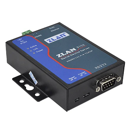 ZLAN5102 serial device server is an industrial converter for RS232/485 and TCP/IP protocol