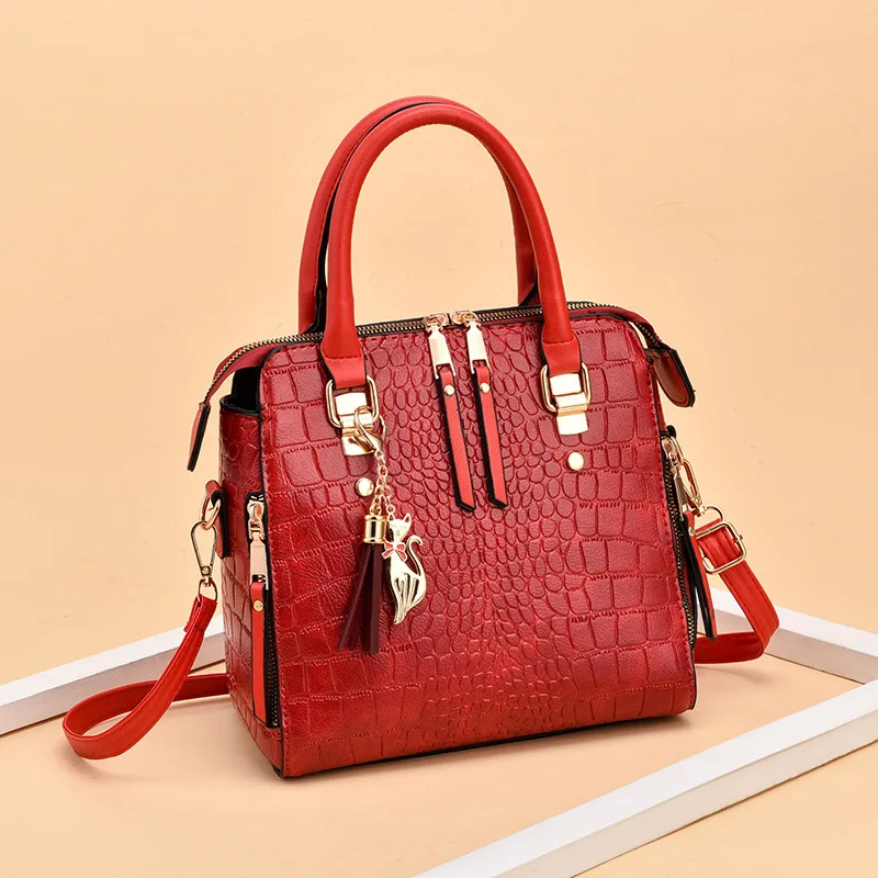 Luxury Design Alligator Handbags Big Capacity PU Leather Tassel Crossbody Shoulder Bags For Women Messenger Ladies Shoulder Bag