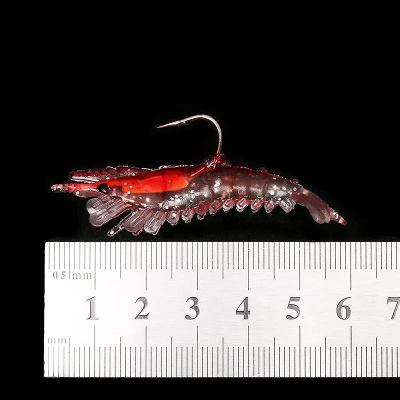 4pcs Realistic Luminous Soft Shrimp Shaped Artificial Simulation Fishing Lures with Sharp Hooks Fishing Accessories