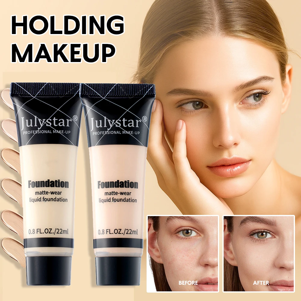 Base de cobertura total Control de aceite duradero y base líquida resistente al agua 24 horas corrector a prueba de sudor con acabado mate
