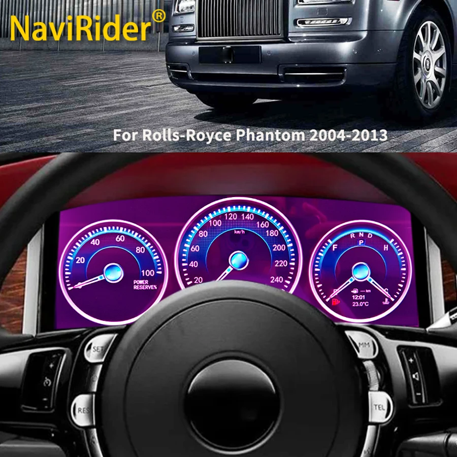 For Rolls Royce Phantom 2004-2013 Cluster LHD RHD12.3Inch Map Multiple Colorful UI High Display Car LCD Instrument Panel
