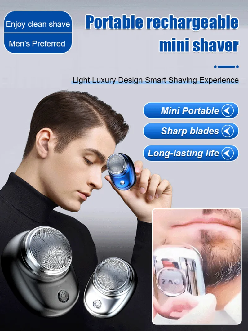 Portable small steel gun razor rechargeable mini razor men\'s shaving razor travel set mini Electric Shaver for Men Beard Knife