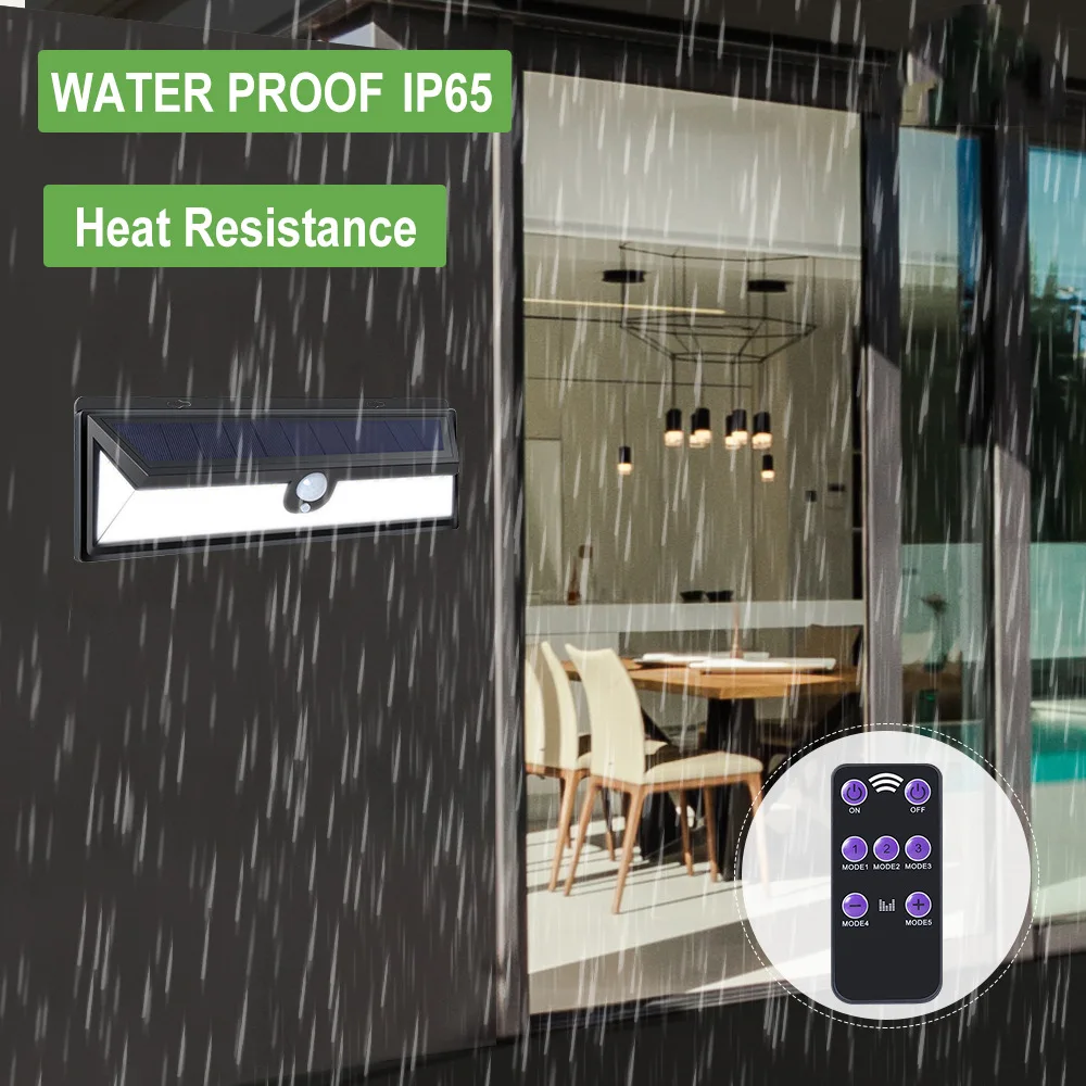 Solar Led Strobe Warning Light Outdoor Waterproof Motion Sensor Remote Control Alert Flashing Wall Lamp para Yard Farm Camping