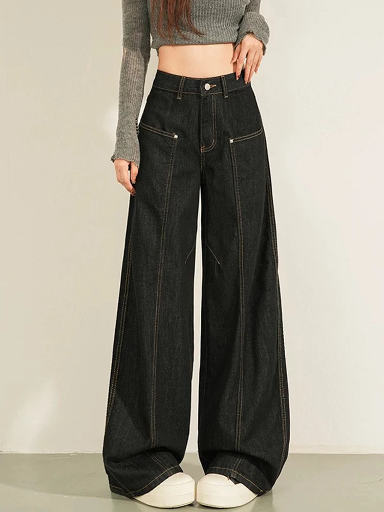 

Y2K Womens Retro High Waisted Wide Leg Jeans American Style Loose Fit Slimming Casual Hanging Straight Leg Floor Pants