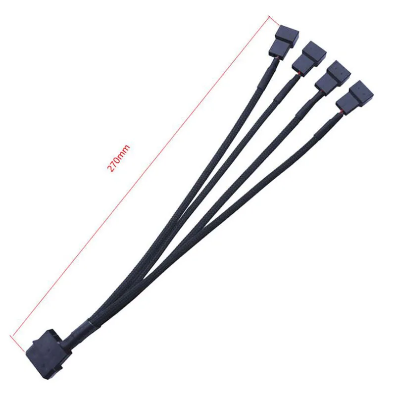 NEW PWM Fan Splitter 3pin 4pin Adapter Cable Computer CPU Fan Splitter PC Fan Extension Power Cable 1 to 1/2/3/4 ways Cord black