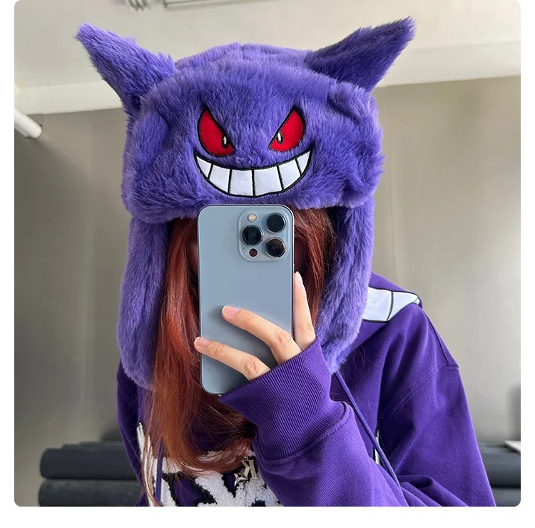 Pokemon Hoed Anime Gengar Ski Hoeden Leuke Cartoon Winter Warm Houd De Koude Cap Kawaii Cosplay Buiten Fietsen Caps Geschenken