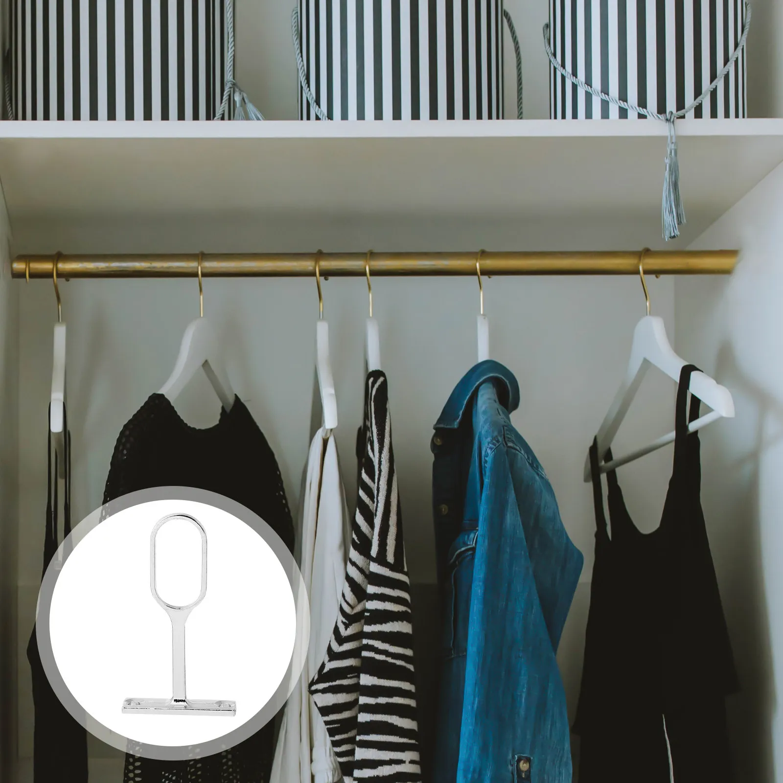 10Pcs T Shape Closet Rod Support Sturdy Heavy Duty Wardrobe Bracket Alloy Flange Rod Holder Lightweight Reliable Portable