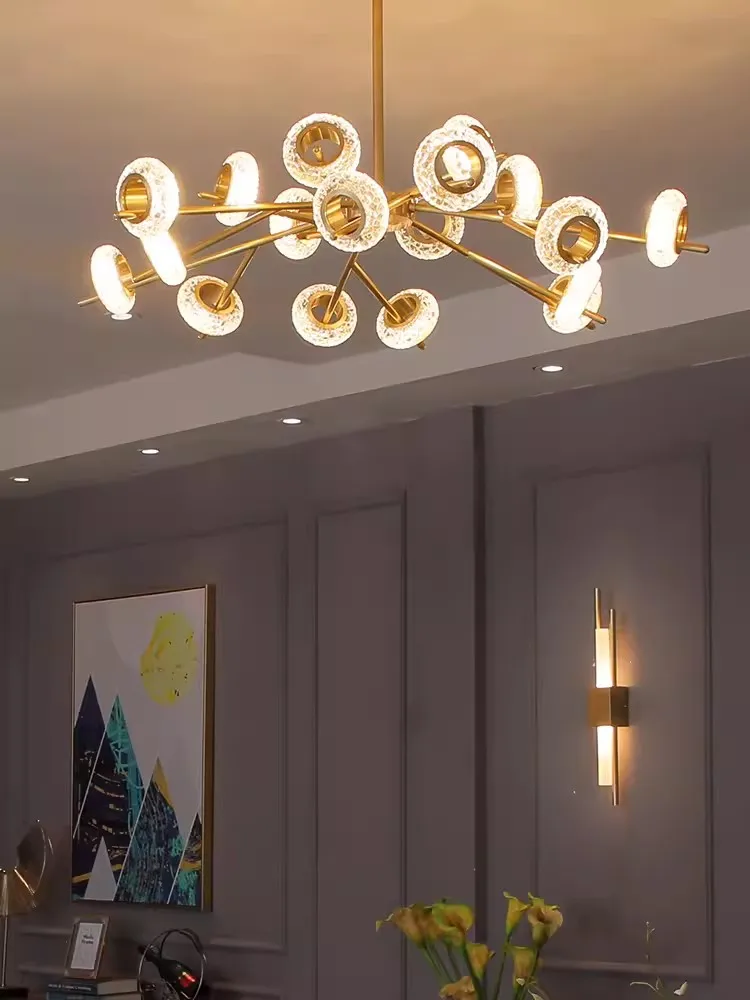 

LED Postmodern Round Copper Donuts Chandelier Lighting Lustre Suspension Luminaire Lampen For Dinning Room