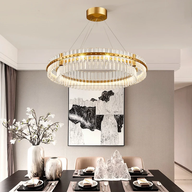 AiPaiTe Modern Leds Glass Chandelier Lustre Gold Rounded Pendant lamp Living room lights Dining room Bedroom home decorations