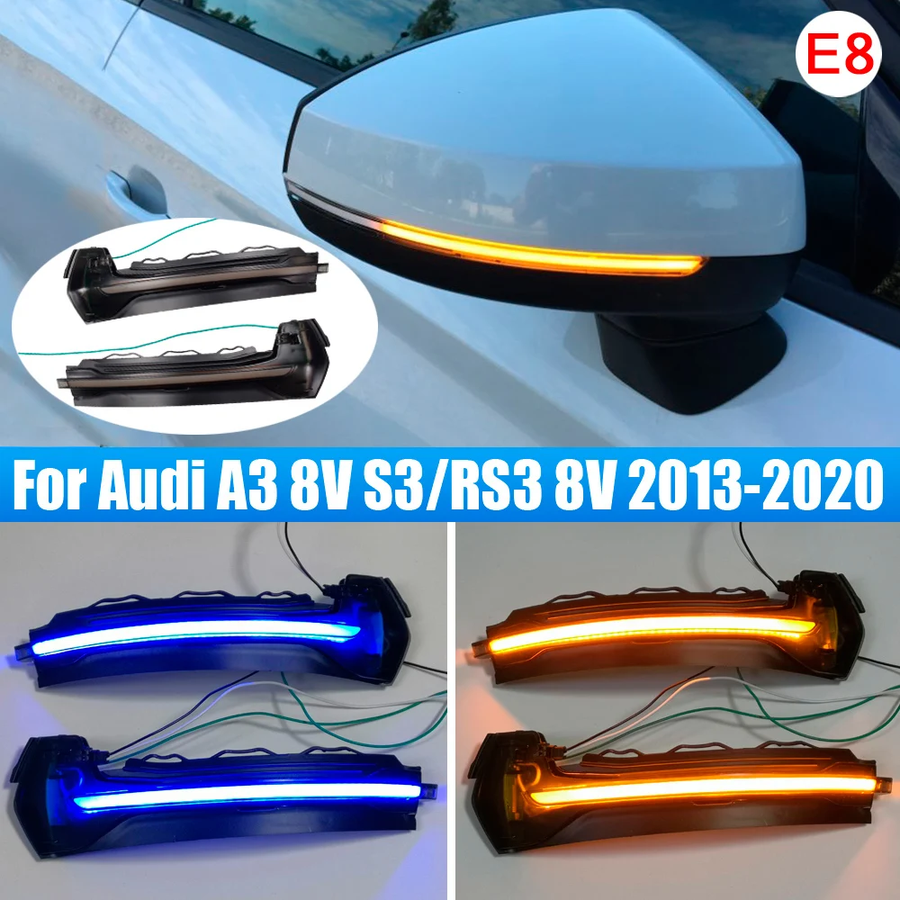 2pcs For Audi A3 8V S3 RS3 LED Dynamic Turn Signal Light Flashing Rearview Mirror Indicator Turn Light For Audi 2014-2020