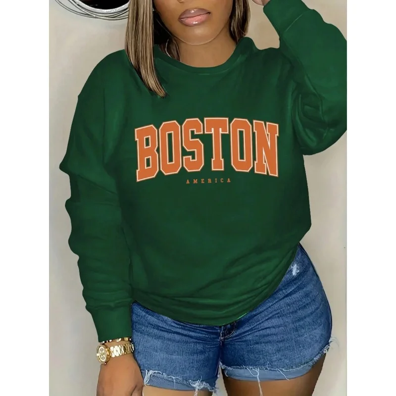 

Женская модная толстовка с круглым вырезом K 48429, цветная, из комфортного хлопка, для весны и осени