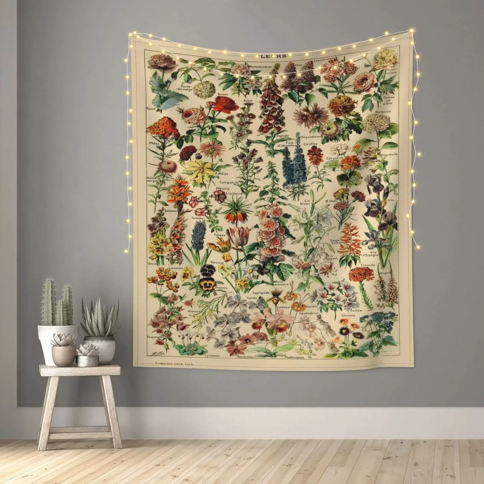 

Botanical Print Floral Tapestry Wall Hanging Mushroom Tapestry Vintage Boho Wildflower Vegetable Tapestry Colorful Home Decor