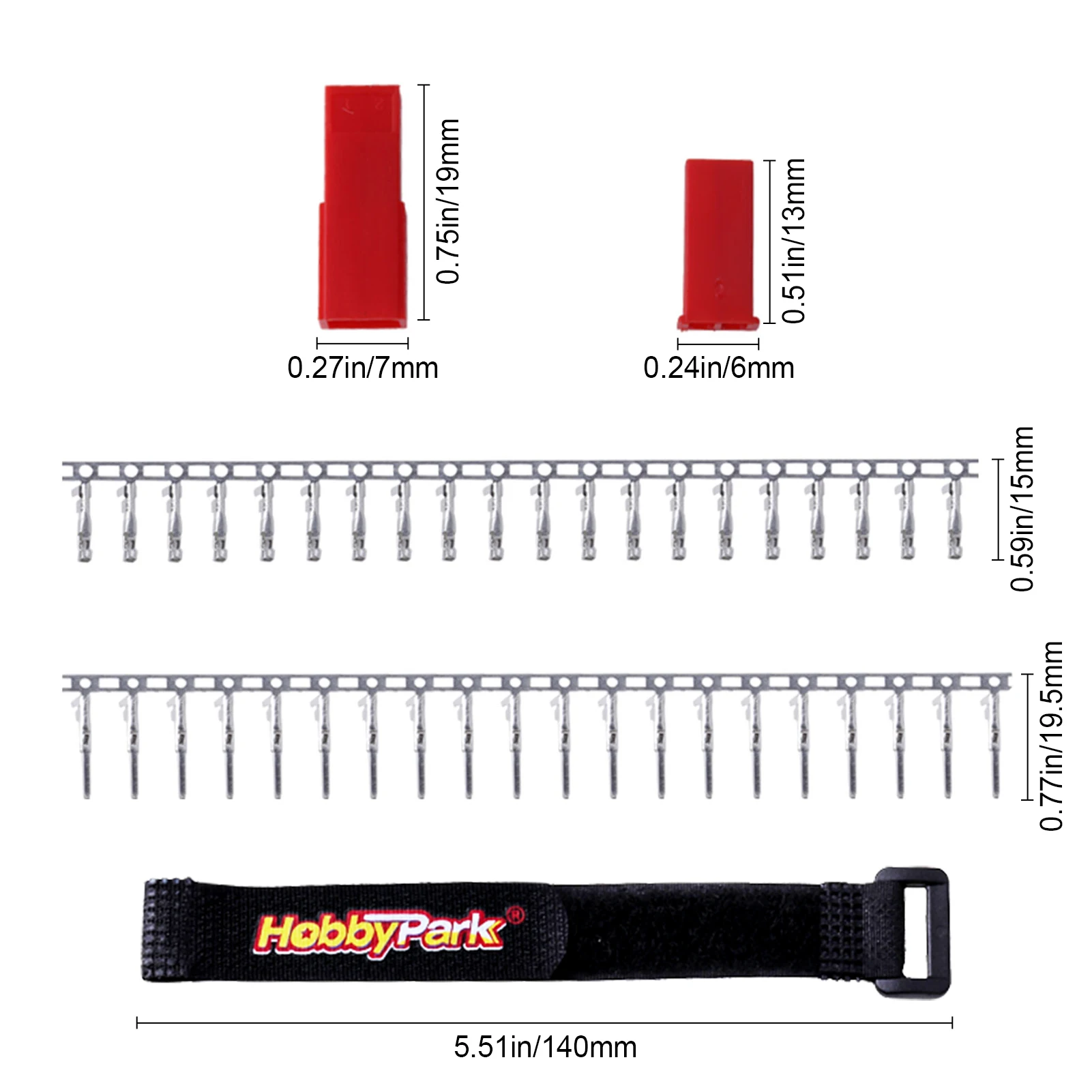 HobbyPark 2-Pin JST Plug Kit Male Female Unassembled for RC Battery Motor ESC Connectors DIY RC Drone Airplane, 10 Pairs