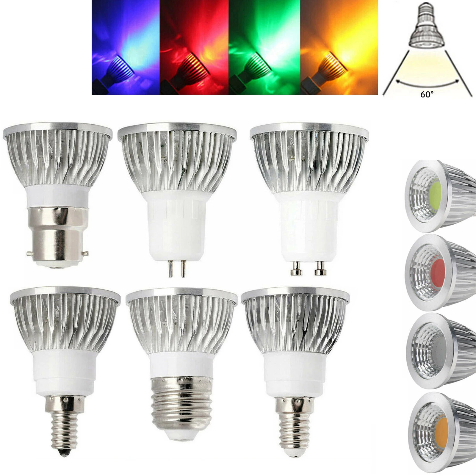 

Energy Saving GU10 E27 E14 LED Bulb Light DC 12V MR16 Spotlight 6W 9W 12W Replace Halogen Lamp AC 110-240V Green Blue Yellow Red