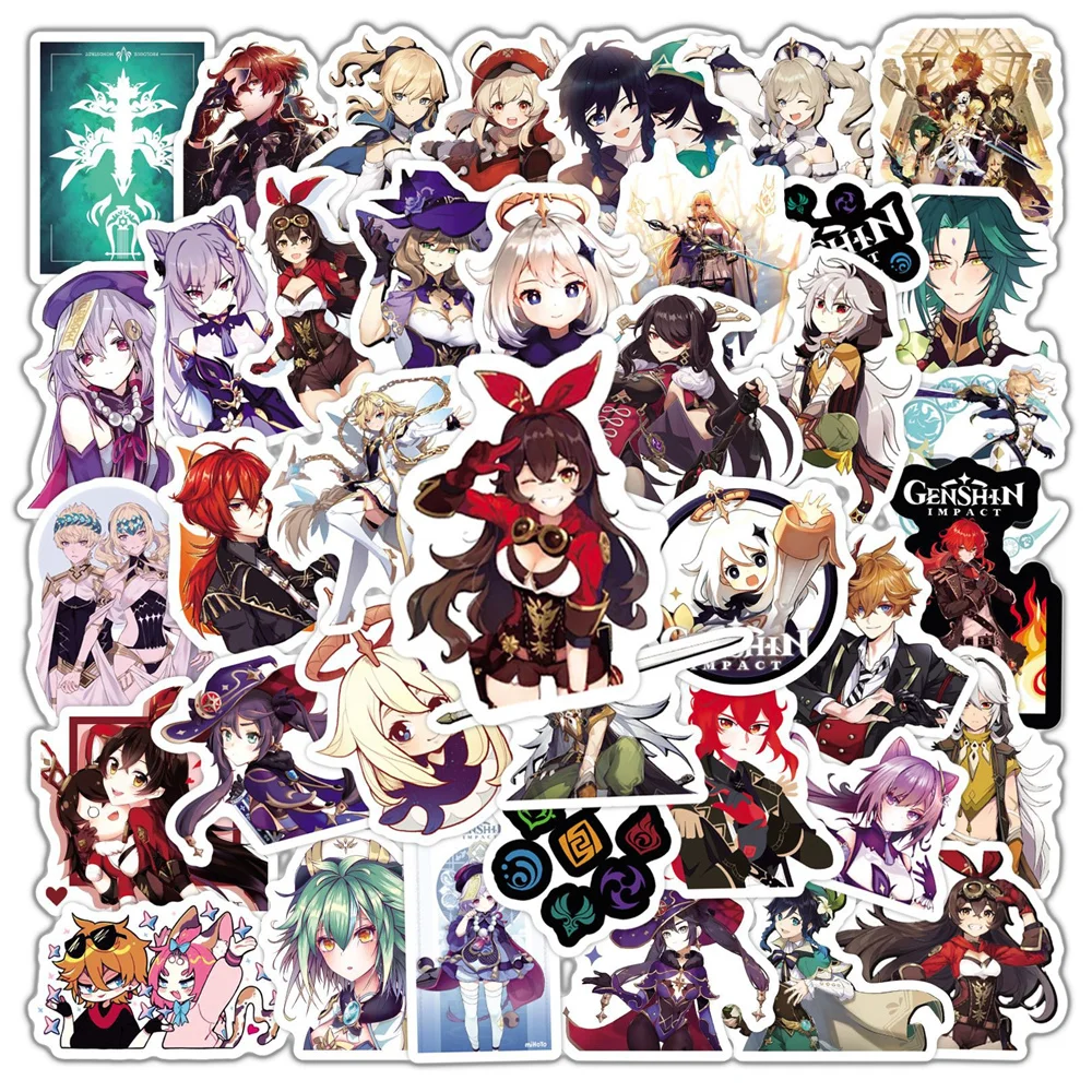10/30/50PCS New Genshin Impact Sticker Pack Cartoon Creative Anime iPad Water Cup Luggage Chair Decoration Waterproof Wholesale
