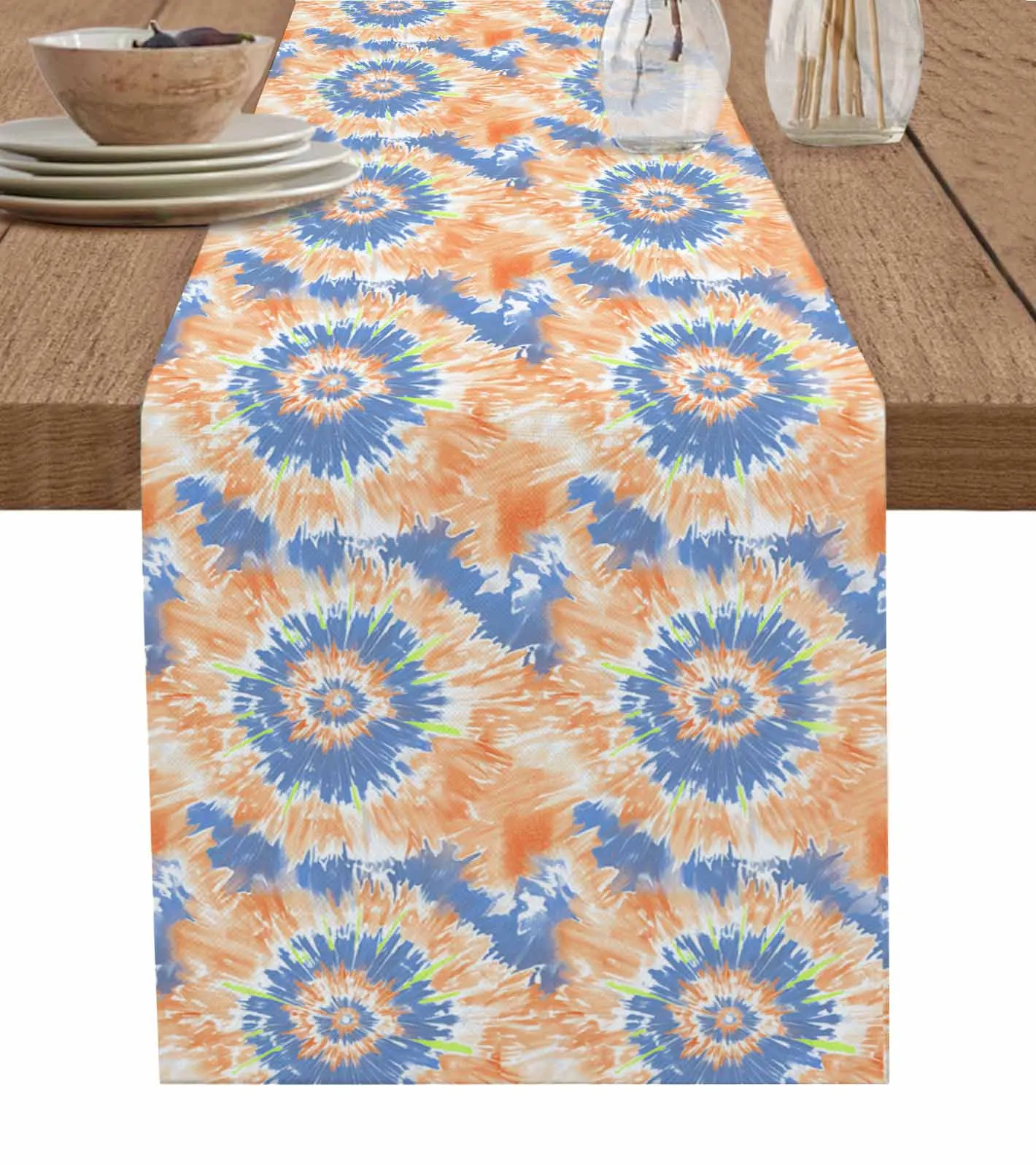 

Tie Dyeing Ethnic Style Abstract Art Watercolor Tablecloth Wedding Decor Table Runners Kitchen Dining Table Cover Tablemats