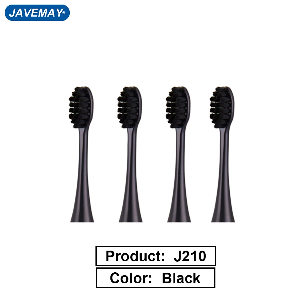 4 pçs escova de dentes elétrica cabeça sonic cabeça escova de dentes lavável branqueamento cabeças para javemay j210