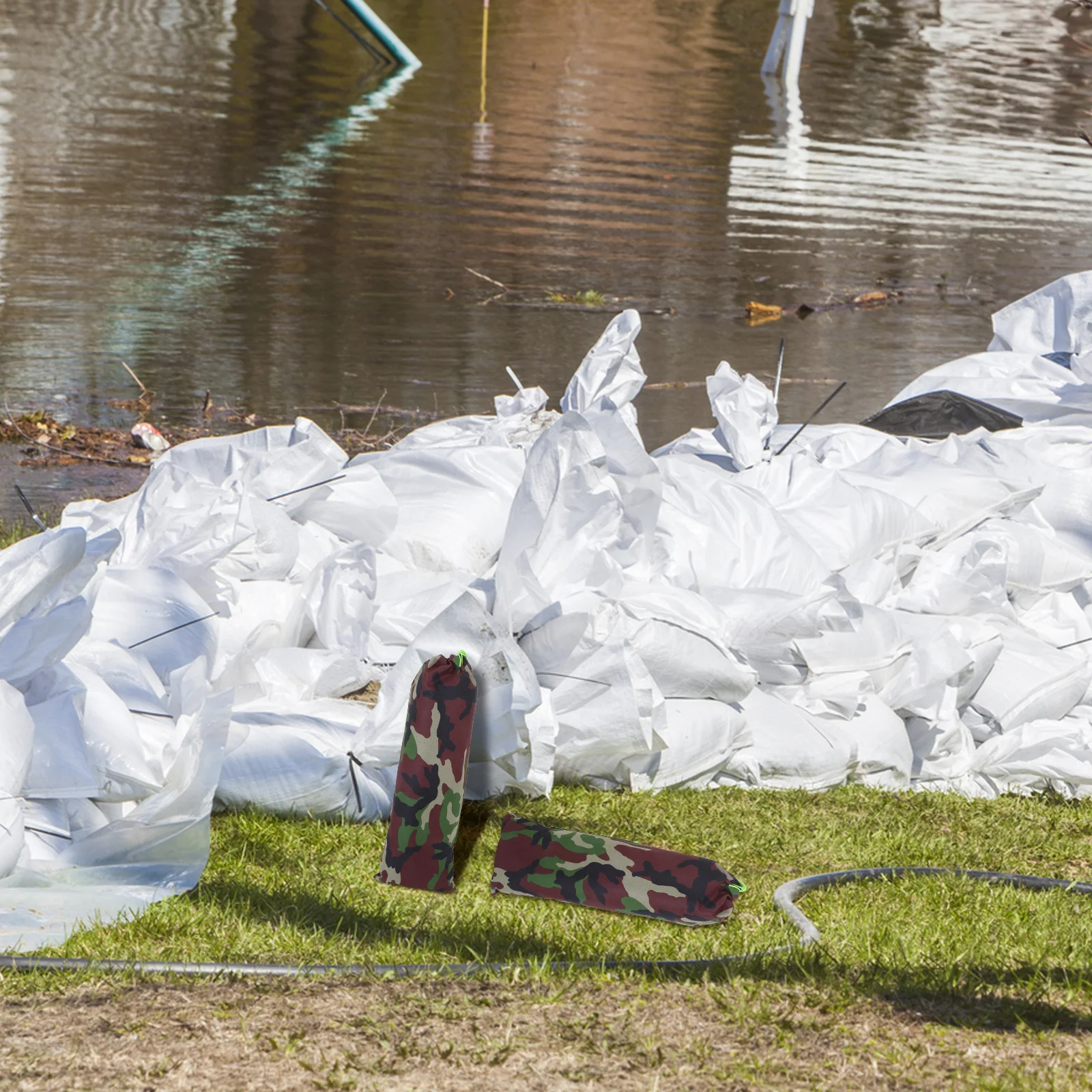 2 pcs Flood Barrier Sandbag Reusable Heavy Duty Oxford Waterproof Drawstring For Flood Control Outdoor Indoor Use