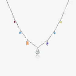 VEWANT 925 Sterling Silver Colorful Zircon Charm Long Chain Choker Necklace Luxury Jewelry Gift Trendy Fine Jewels