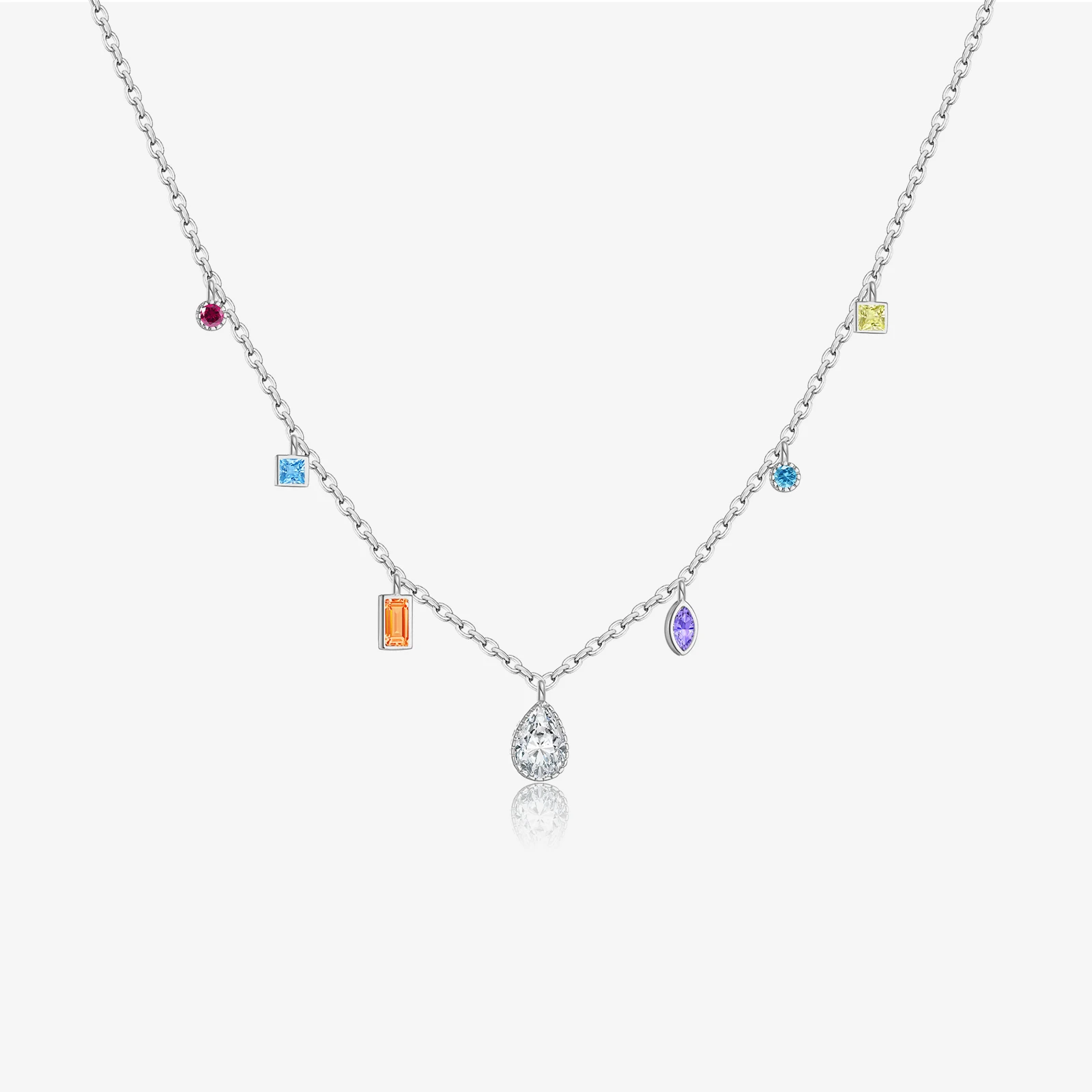 VEWANT 925 Sterling Silver kolorowy cyrkon urok długi łańcuszek Choker naszyjnik luksusowa biżuteria na prezent modne drobne klejnoty