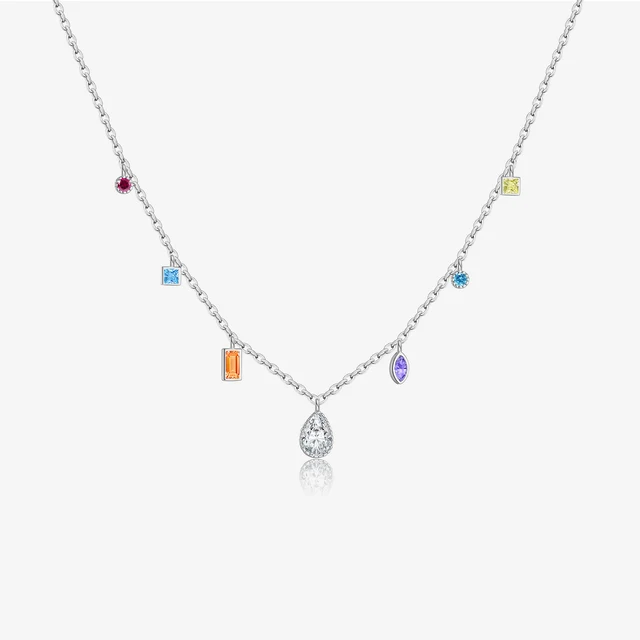 VEWANT 925 Sterling Silver kolorowy cyrkon urok długi łańcuszek Choker naszyjnik luksusowa biżuteria na prezent modne drobne klejnoty