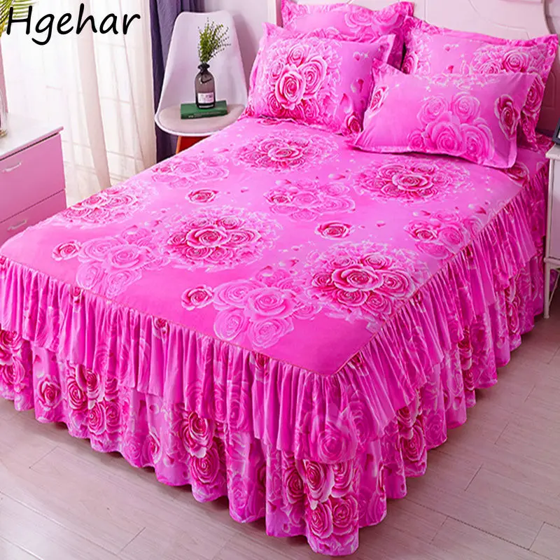 Bed Skirt Four Season Universal Princess Luxury Modern Bedspread Comfortable Breathable King Queen Size Nordic Non-slip Home