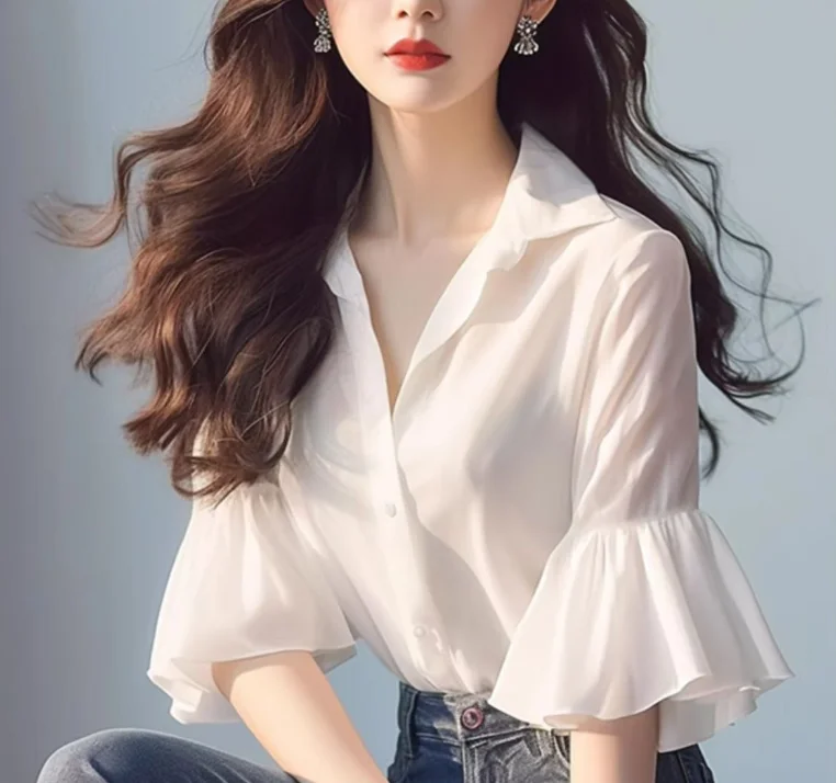 

White pleated sleeve shirt