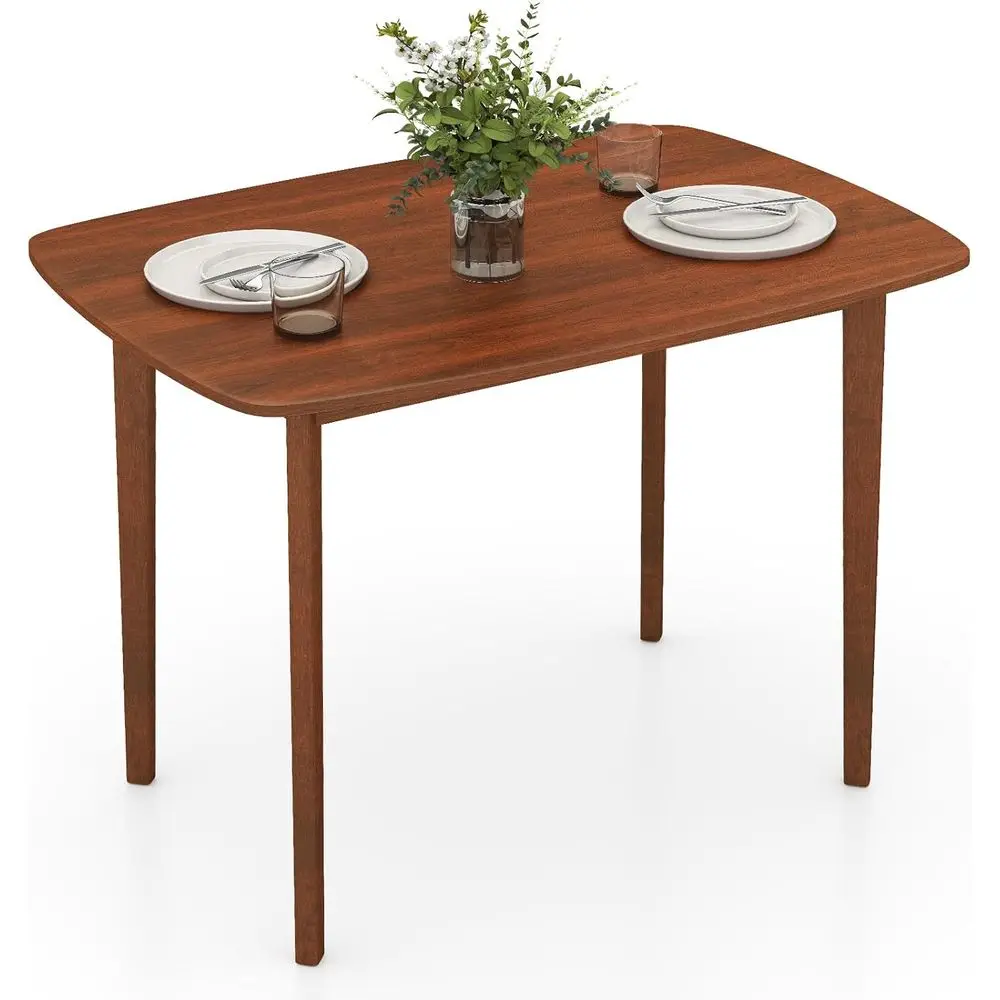 

43 x 31 Walnut Dining Table with Rubberwood Legs, Supports 200lbs, Easy Assembly, Ideal for 2-4 People, Suitable for Kitchen, Di