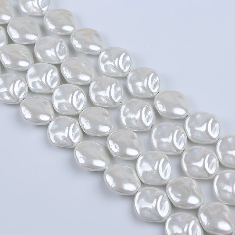 18-19mm White Keshi Shape Freshwater Mother of Pearl Shell Beads Strand for jewelry making