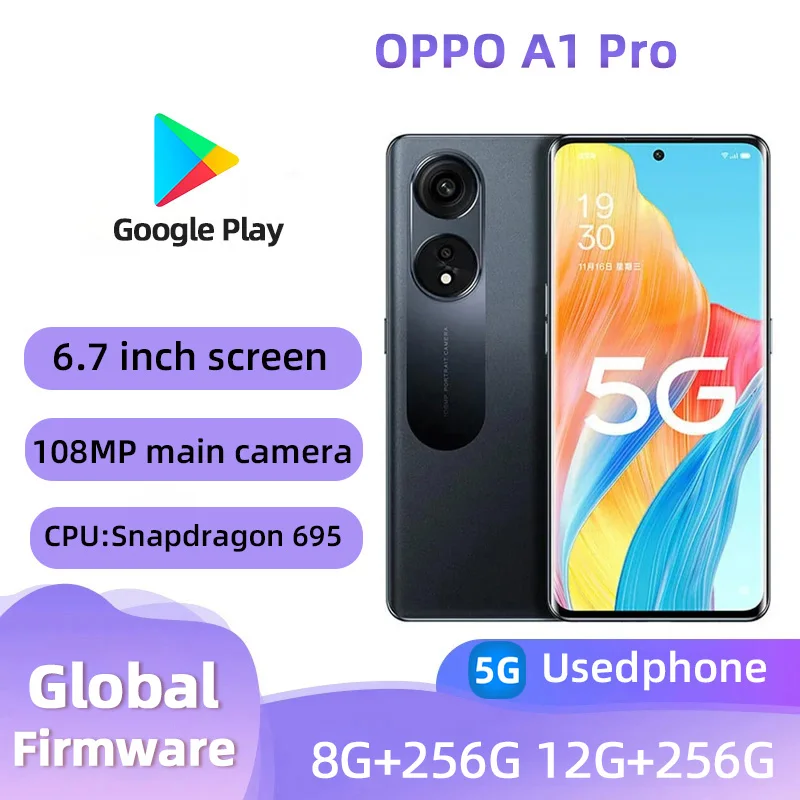 oppo A1pro 5G Android Qualcomm Snapdragon 695 6.7 inches Screen 12GB RAM 256GB ROM 4800mAh Charge All Colours used phone