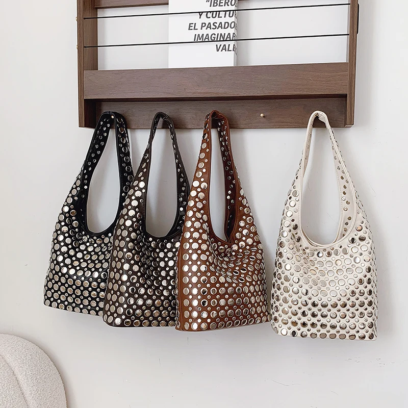 Designer Geometric Shoulder Bag For Women Top Brand Handbag Luxury Shiny Rivet Handmade Evening Clutch Bag Fashion Party Purse image 5