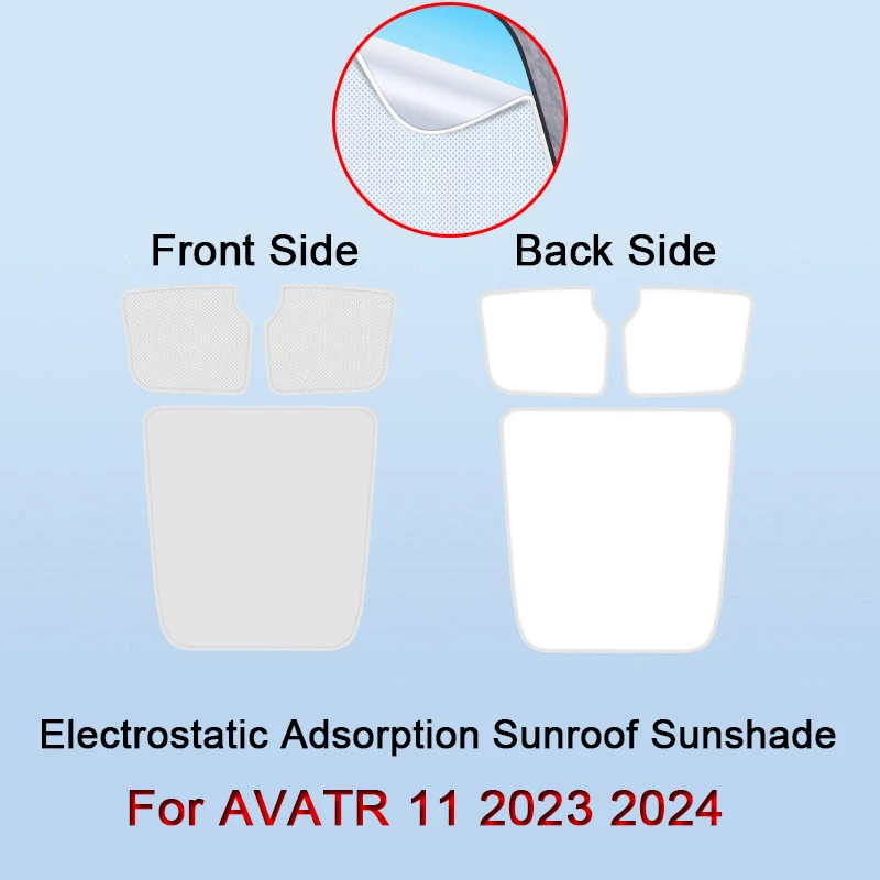 For AVATR 11 2023 2024 2025 Electrostatic Adsorption Car Roof Sunshade Skylight Blind Shading Windshield Sunroof Cover Accessory