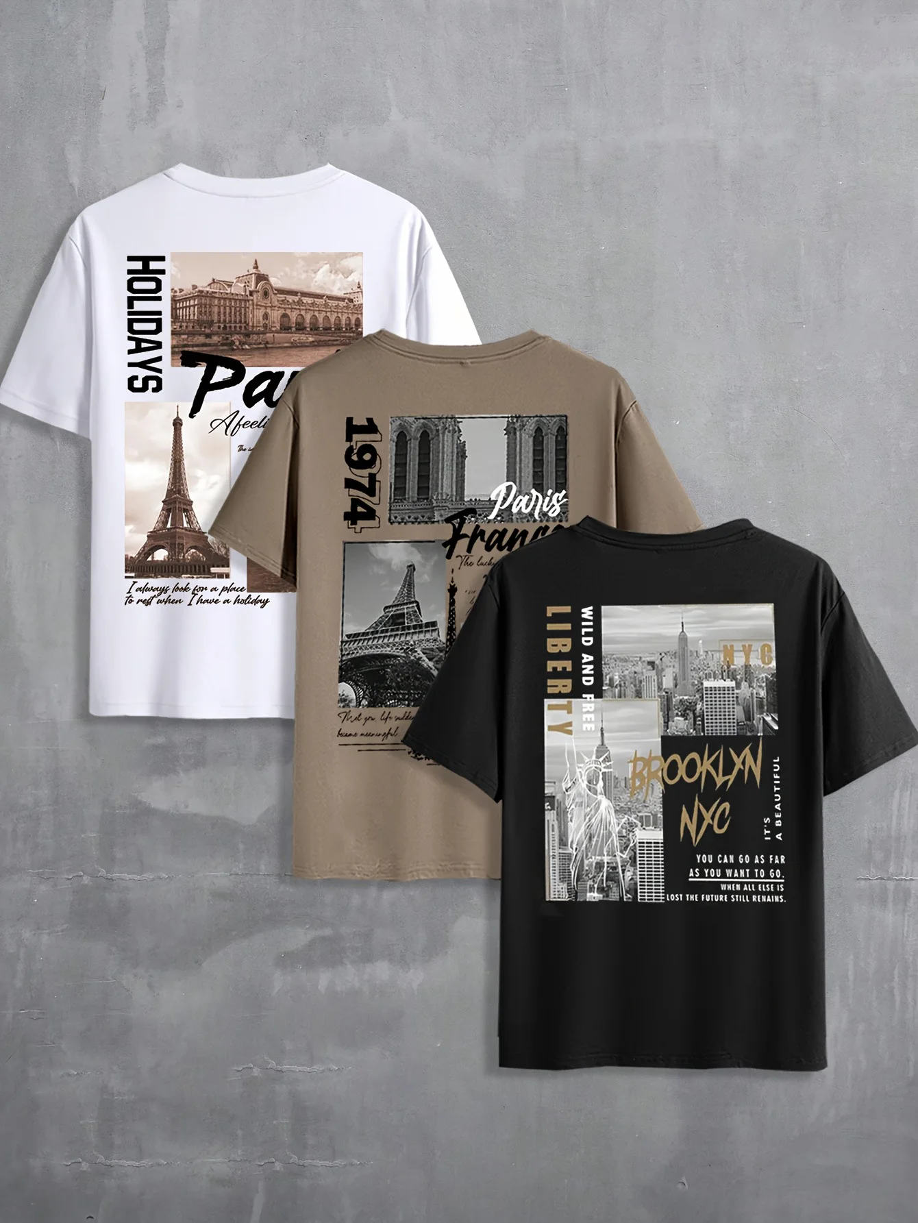 

Men's English Printed Neckline Short-Sleeve T-Shirt Suitable For Summer Outings And Casual All-Matching Short-Sleeve Tops