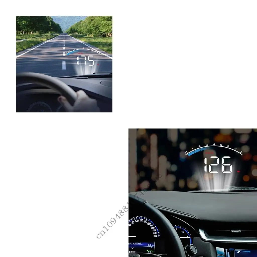 Car Head Up Display With Speed RPM And Coolant Monitoring Windshield Projector 