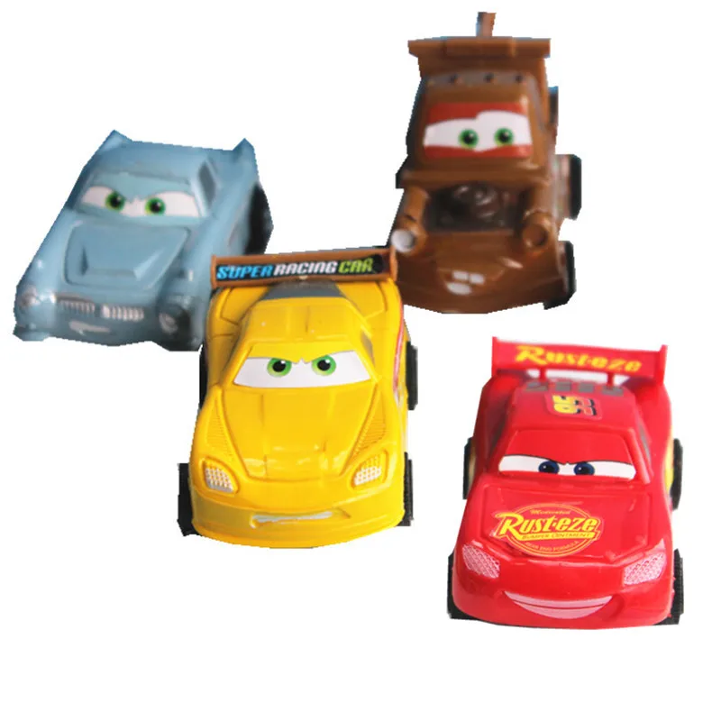 4Pcs Disney Pixar Cars Model Toys Cute Lightning Mcqueen Anime Car Figure Model Toy for Boys Birthday Cake Ornaments Kids Gifts