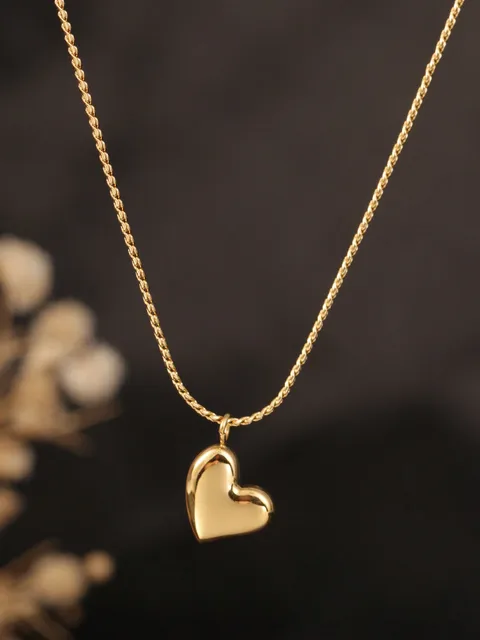 1pc 18K Gold-Tone Minimalist Stainless Steel Curved Heart Pendant Necklace, Fashionable Versatile , Suitable For Women's Daily