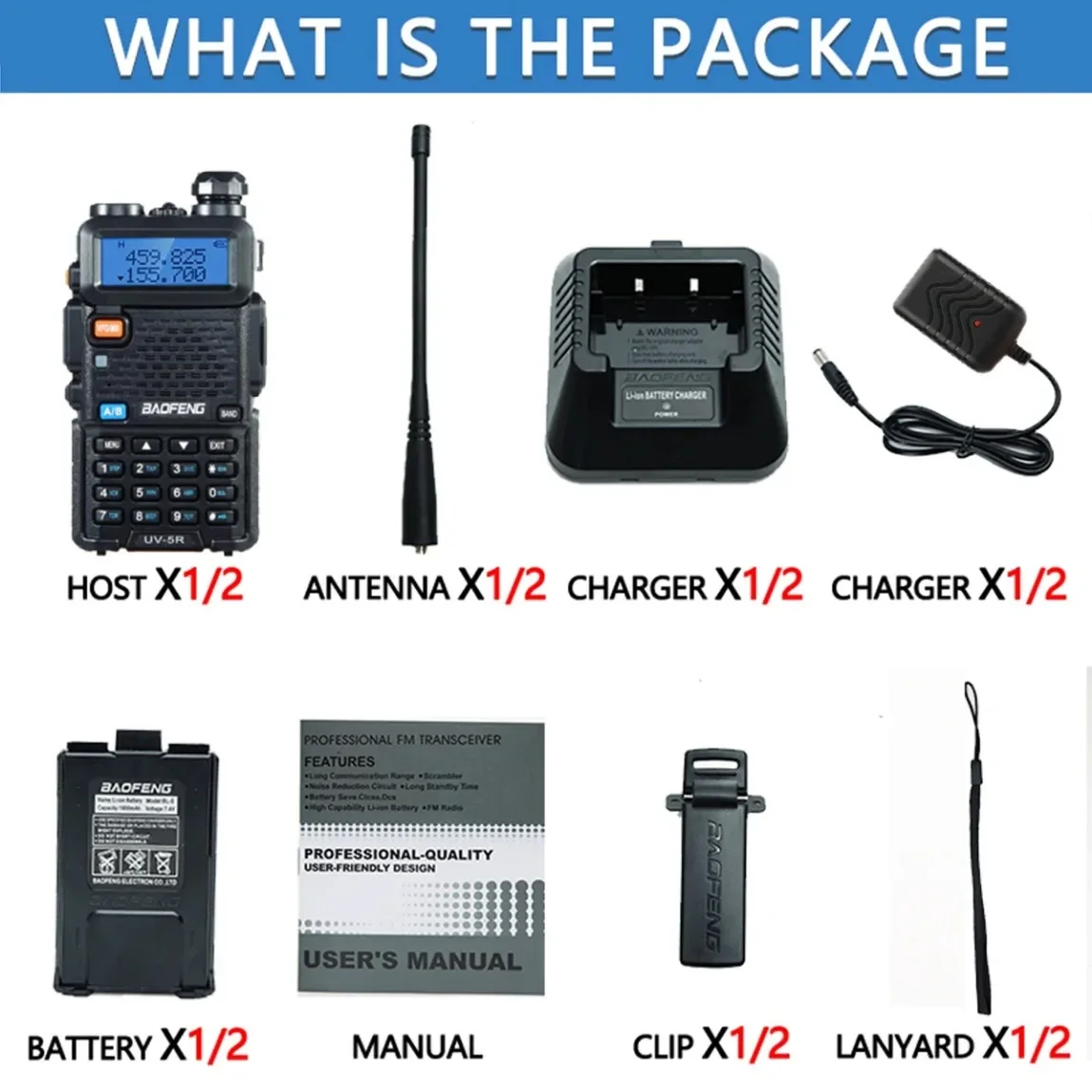 Baofeng 1/2 pièces UV 5R 5W 8W talkie-walkie Portable jambon CB Radio double bande VHF UHF FM émetteur-récepteur Radio bidirectionnelle UV82 S9 K5 Plus