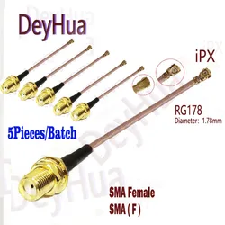 5Pieces IPX UFL IPEX4 antenna cable rf 1.13 0.81 RG178 cable SMA female male cable to IPEX/UFL tail fiber cable assembly