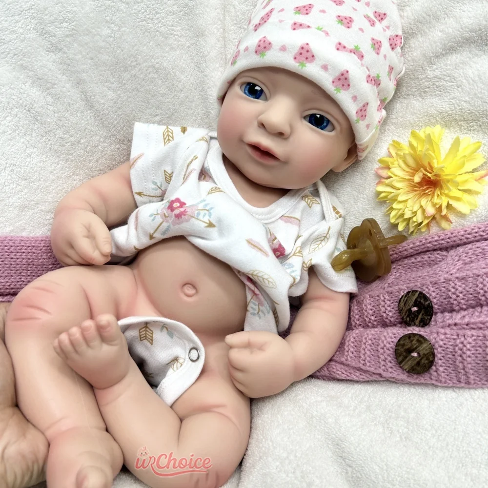 44cmの乳母訓練用シリコン製リボーンドール、青い目を持つリアルな洗える人形、柔軟な手足、プロの介護者向け