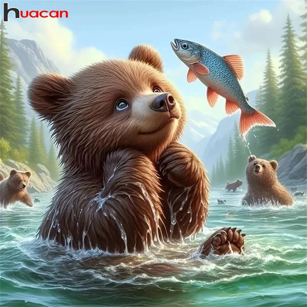 Huacan 5D Diamant Malerei Tier Bär DIY Diamant Mosaik Cartoon Bär Bild von Strass Home Decor Verkauf