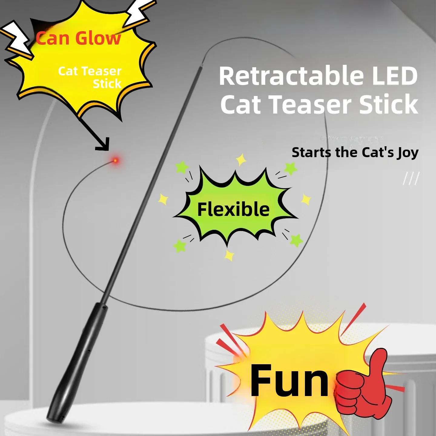 

Интерактивная светодиодная игрушка-удочка с длинной ручкой для развлечения и физической активности
