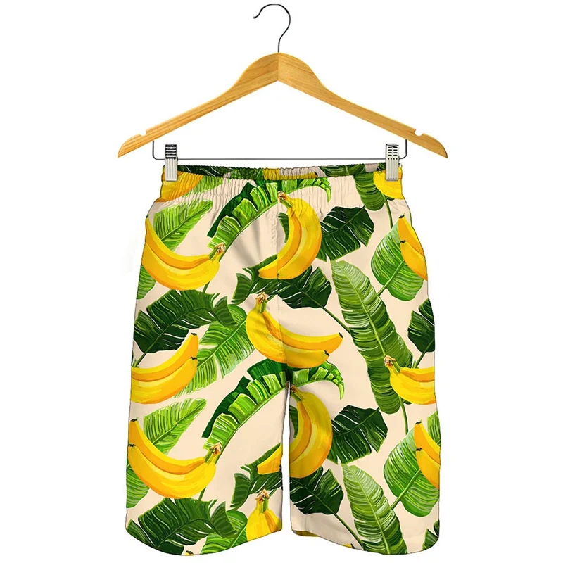 Banana 3D Print Beach Shorts Men Summer Tropical Fruit Swimming Trunks Quick Dry Surf Board Shorts Oversized Casual Swimwear