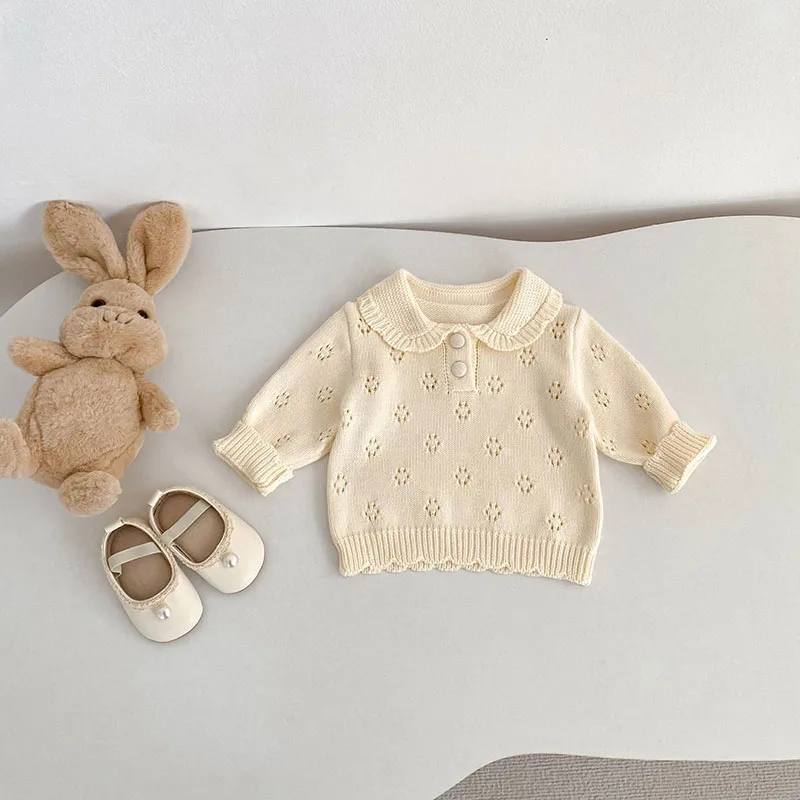 

New Spring Baby Sweater 3M-3T Knitted Hollow-out Infant Girls Knitwear Thin Toddler Cotton Pullover Boys Clothes